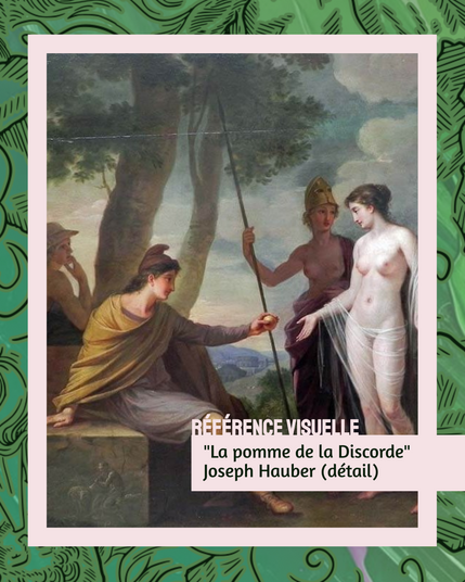 Référence visuelle : "La pomme de la discorde" de Joseph Hauber (détail)
