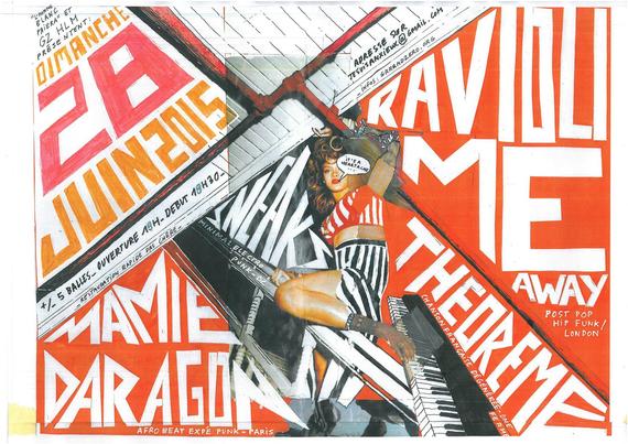 affiche à base de collage, découpage, feutre, typex...