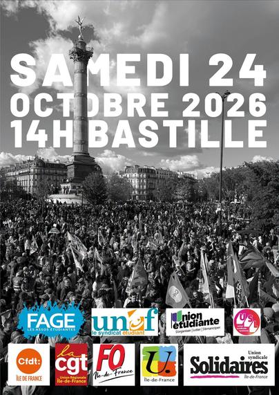 📢 Généralisons la grève, construisons la reconduction !
Face à la colère populaire, lycéenne et étudiante, le pouvoir répond par la violence d’État et la répression. L’Union syndicale Solidaires exige un changement de doctrine du maintien de l’ordre : désescalade, interdiction des armes mutilantes, arrêt de la criminalisation du mouvement social.
Nos revendications : augmentation générale des salaires et indexation sur les prix, taxation des superprofits, 10 milliards pour l’éducation.
Organisons-nous dès maintenant : AG sur nos lieux de travail et d’études, liens entre travailleur·euses, lycéen·nes et étudiant·es, caisses de grève pour tenir dans la durée.
✊ Toutes et tous en grève et dans la rue les 24 et 31 octobre, puis en grève massive le 5 novembre, point de départ de la reconduction !