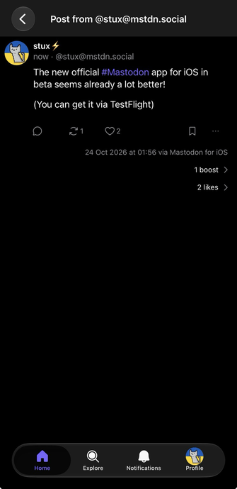New bottom menu
