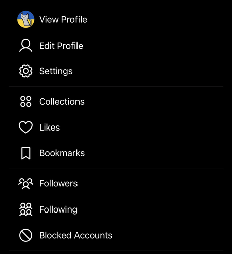 Collections added in the new settings menu