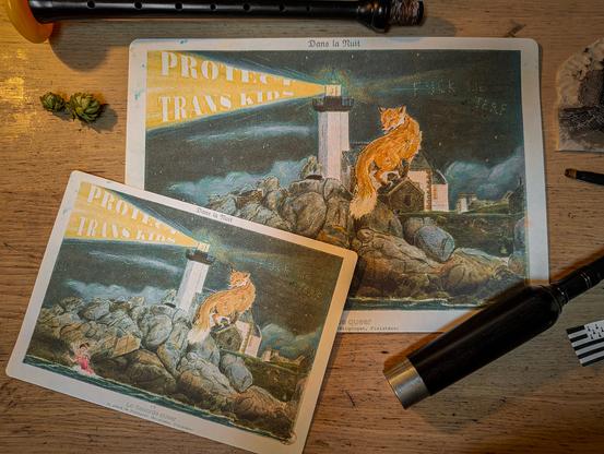 Les prints A5 et A4 de l'illustration avec la renarde queer