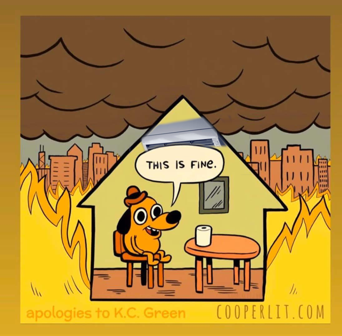 Reprise du dessin de CooperLit cité dans mon post précédent, dans lequel j'ai ajouté grossièrement une climatisation fixée au mur de la maison.